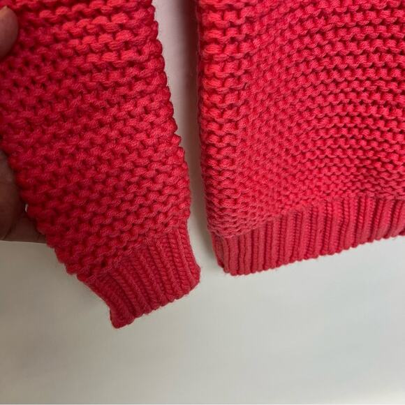 French Connection Chunky Knit Sweater Neon Bright Coral Oversized Size XS - Picture 5 of 10